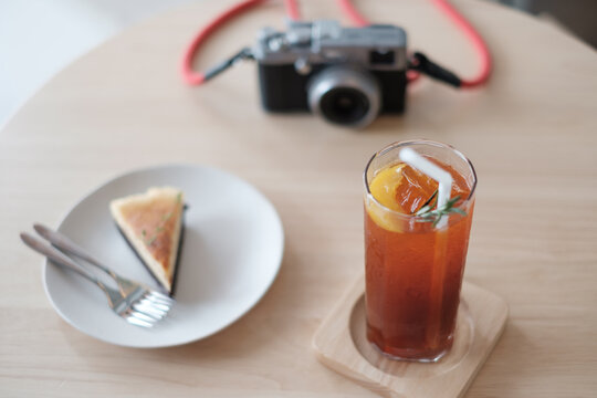Bakery and drinks in a coffee shop