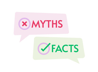 Myths facts icon vector color concept, idea of true or false information, fake or truth