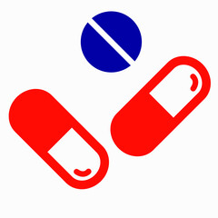 Pill prohibition icon. No medication. Prohibition of the transportation of medicines. Do not consume vitamins. Vector icon.