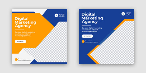 Digital marketing business website banner, corporate social media post, social media banner template