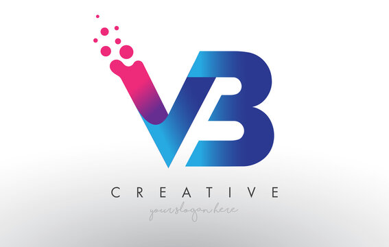 VB Letter Design with Creative Dots Bubble Circles and Blue Pink Colors