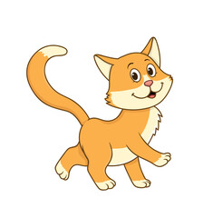 cute ginger kitten. vector illustration character in cartoon style. isolated on white background