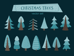 Vector set of Christmas trees for your design. 