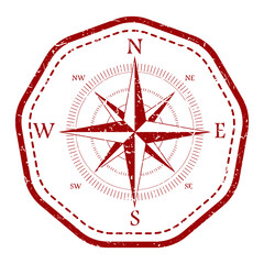 Compass Travel Stamp. Silhouette Seal. Round Design. Vector Icon. Design Retro Insignia.