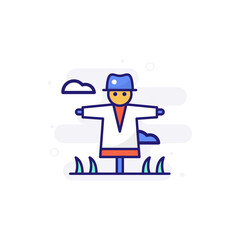 Scarecrow illustration Outline Filled Style Icon. EPS File 10