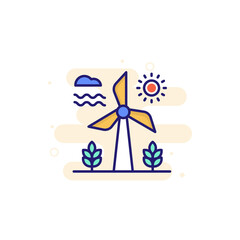 Wind Fan illustration Outline Filled Style Icon. EPS File 10