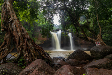 Naklejka na ściany i meble Haew Suwat waterfall, Khao Yai National Park, Thailand