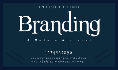 Branding font. Elegant alphabet letters font and number. Lettering Minimal Fashion Designs. Typography fonts regular uppercase and lowercase. vector illustration