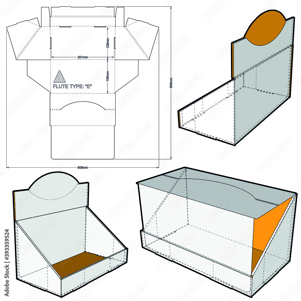 Wall mural counter display stand and die-cut pattern. the .eps file is full scale and fully functional. prepare