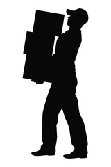 Delivery man silhouette vector on white