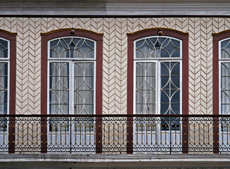 Colonial balconies on facade in Ouro Preto, Brazil