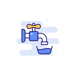 Water System illustration Outline Filled Style Icon. EPS File 10