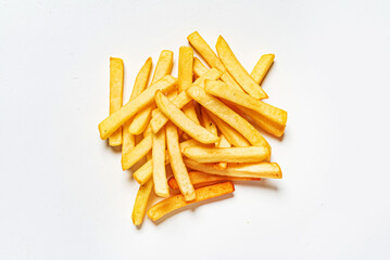 french fries on the white background