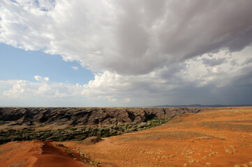 Naklejka premium Clouds forming over the Kuiseb rift valley in the Namib Desert