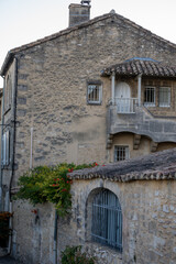 Old buildings and narrow streets in medieval town Villeneuve les Avignon in summer