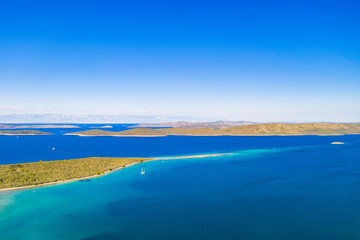 Naklejka premium Amazing seascape, beautiful archipelago of Dugi Otok island in Croatia, aerial view from drone