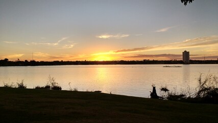 sunset over the lake