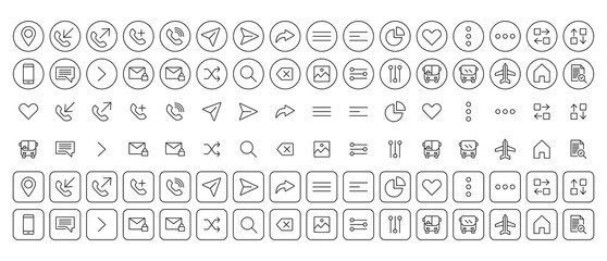 Big collection of ui icon set. Line art style ui icon set design in white background.