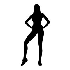 Obraz na płótnie Canvas Silhouette Of Healthy Fitness Woman Pose