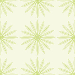 Thin leaf flower seamless vector pattern. Cartoon Gazania foliage illustration background.