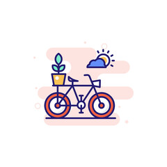 Bicycle illustration Outline Filled Style Icon. EPS File 10