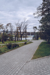 paved footpathes inside park of Far Eastern federal university