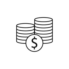 Coins Icon isolated on white background. Money icon set. Money symbol for web site design. Vector illustration.