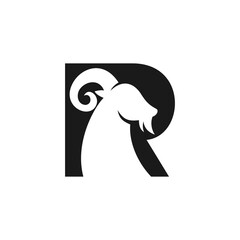 Letter R forming Ram head logo