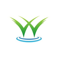 water grass logo template