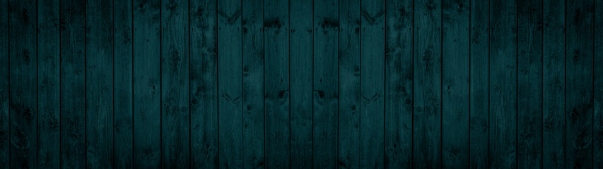 Abstract grunge old dark green turquoise painted wooden texture - wood background panorama long banner