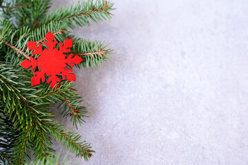 red Snowflake on textured background. Winter holidays concept