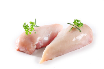 blanc de poulet sur fond blanc	