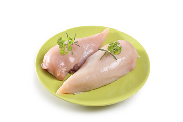 blanc de poulet sur fond blanc	