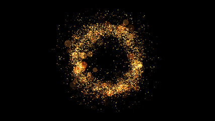 golden particles shining stars dust bokeh glitter awards dust circle abstract background.