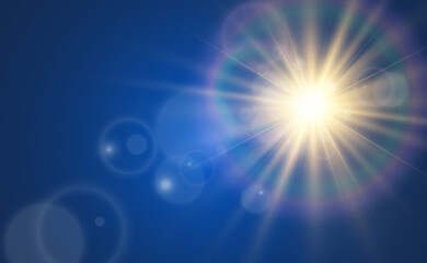 Bright beautiful star.Vector illustration of a light effect on a transparent background.	
