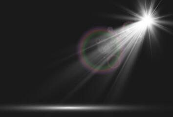 Bright beautiful star.Vector illustration of a light effect on a transparent background.	
