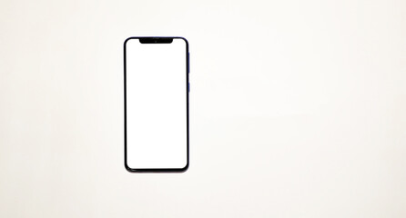 Mock up smartphone banner. White screen. Copy space