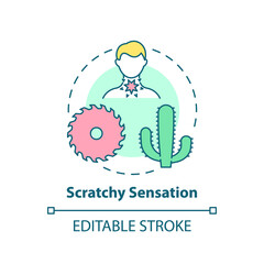 Scratchy sensation concept icon. Sore throat symptom idea thin line illustration. Bacterial infection. Painful swallowing. Vector isolated outline RGB color drawing. Editable stroke