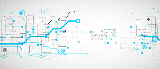 Abstract technology concept. Circuit board, high computer color background. Vector illustration with space for content, web - template, business tech presentation.