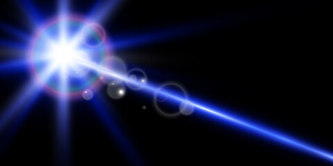 Bright beautiful laser beams on a transparent background. Scanner laser.