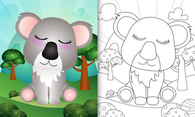 coloring book for kids with a cute koala character illustration