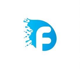 F Alphabet Water Logo Design Concept