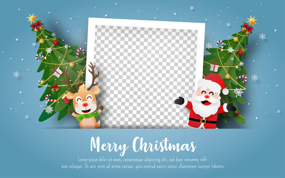 Christmas postcard with Snowman and blank photo frame