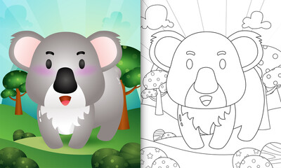 coloring book for kids with a cute koala character illustration