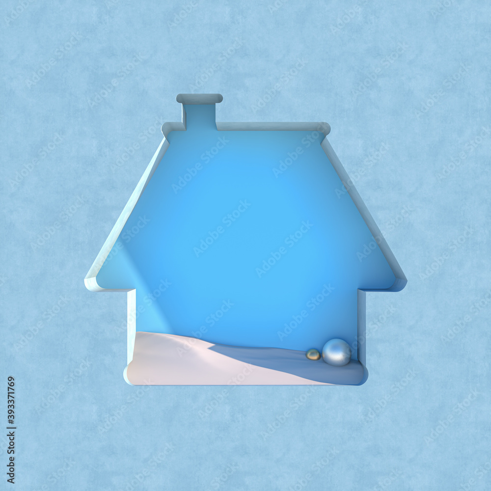Poster Empty podium backdrop with Christmas decoration shape. 3d render.