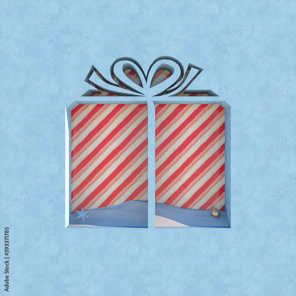 Aufkleber empty podium backdrop with christmas decoration shape. 3d render.