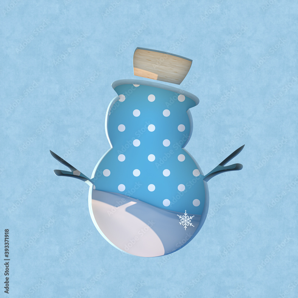Poster Empty podium backdrop with Christmas decoration shape. 3d render.