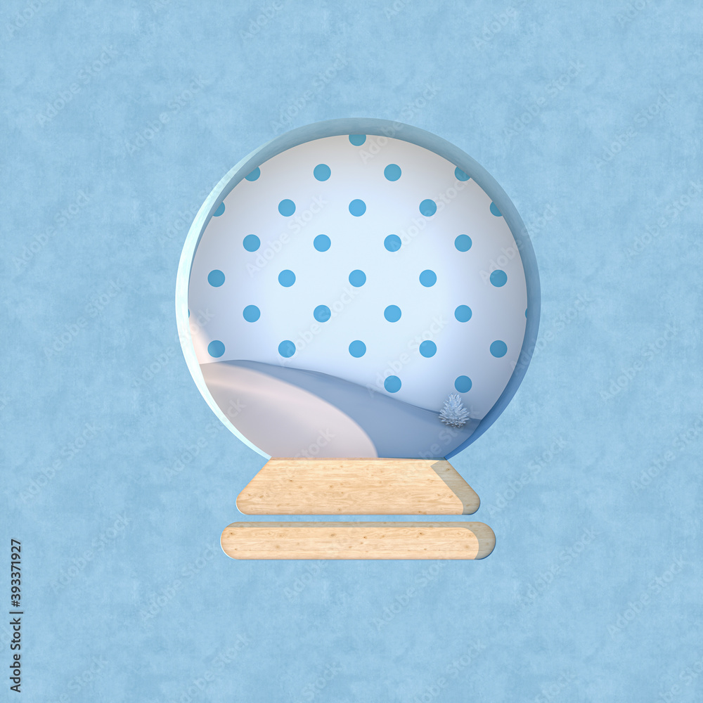 Poster Empty podium backdrop with Christmas decoration shape. 3d render.