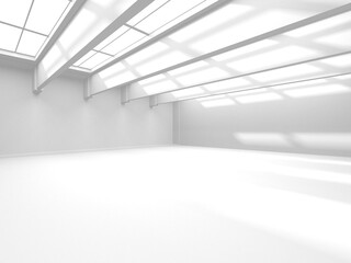 Illuminated room interior design. Modern architecture concept background