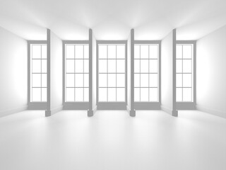 Illuminated room interior design. Modern architecture concept background